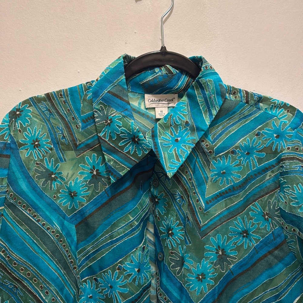 Green Coldwater Creek sheer blouse